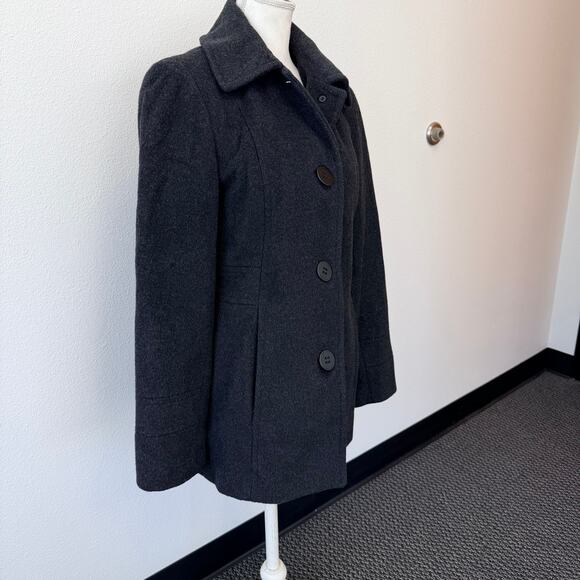 Calvin Klein Women's Black Warm Winter Wool Blend Pea Coat Button Up Size 6 - Picture 2 of 11